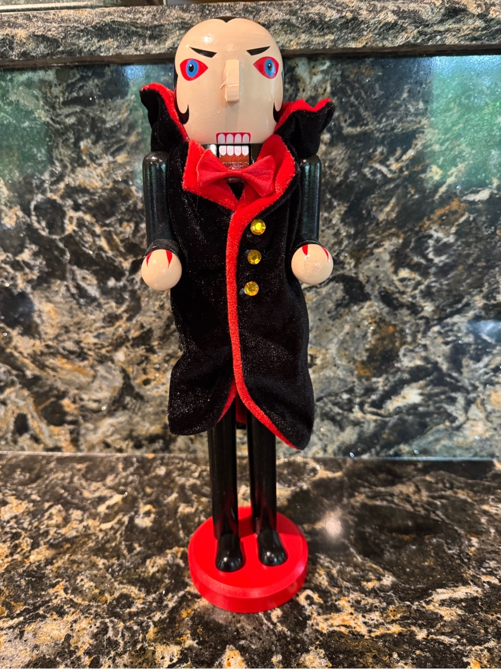 Classic Black and Red Vampire Nutcracker - Decorative Home Accent